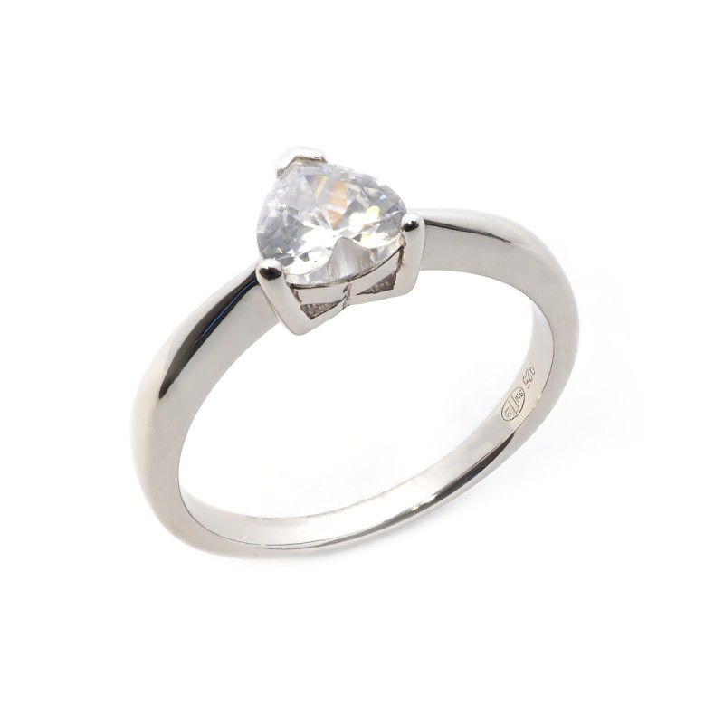 Bague carador femme solitaire oxyde de zirconium forme coeur