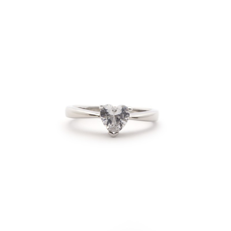 Bague carador femme solitaire oxyde de zirconium forme coeur