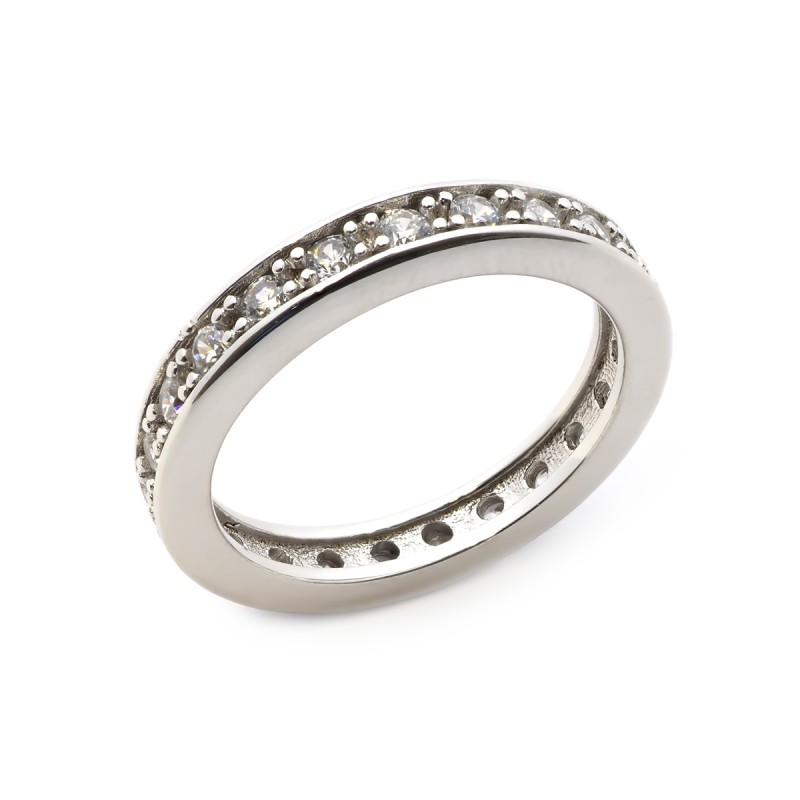 Bague Carador type alliance argent 925/000 et zircons