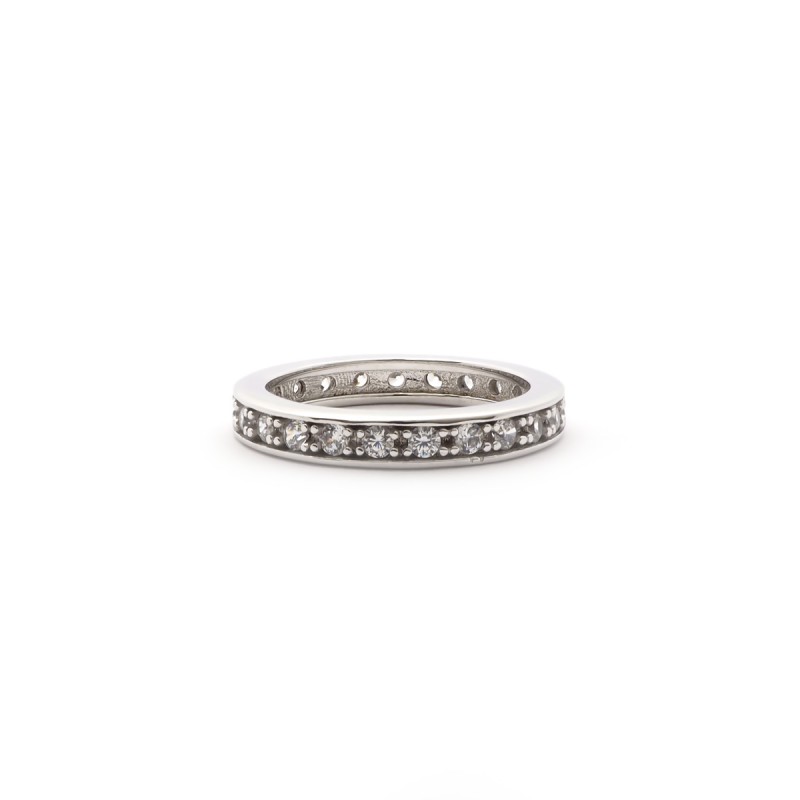 Bague Carador type alliance argent 925/000 et zircons