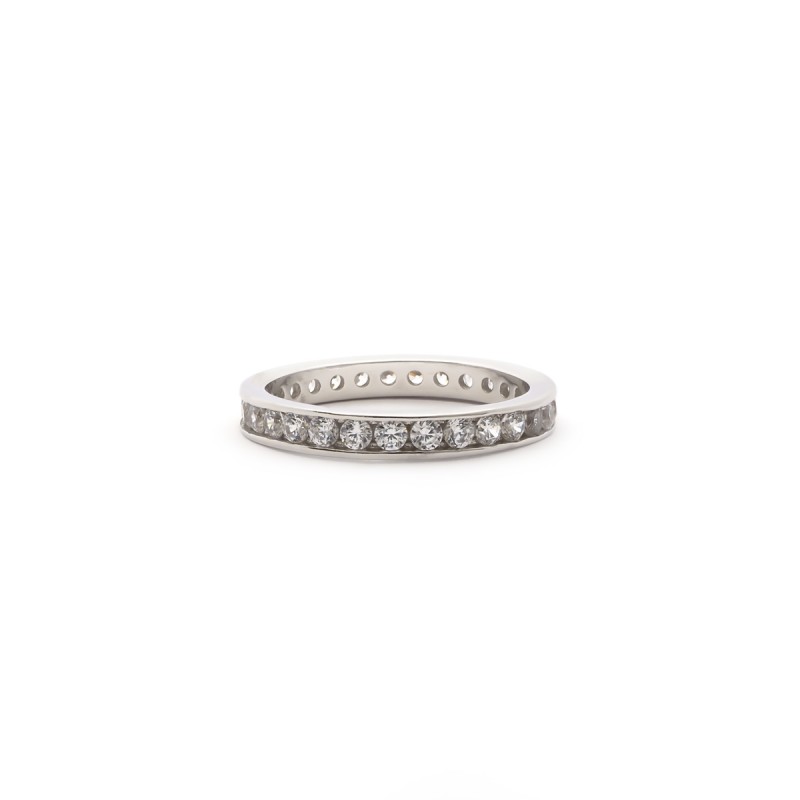 Bague Carador type alliance argent 925/000 et zircons