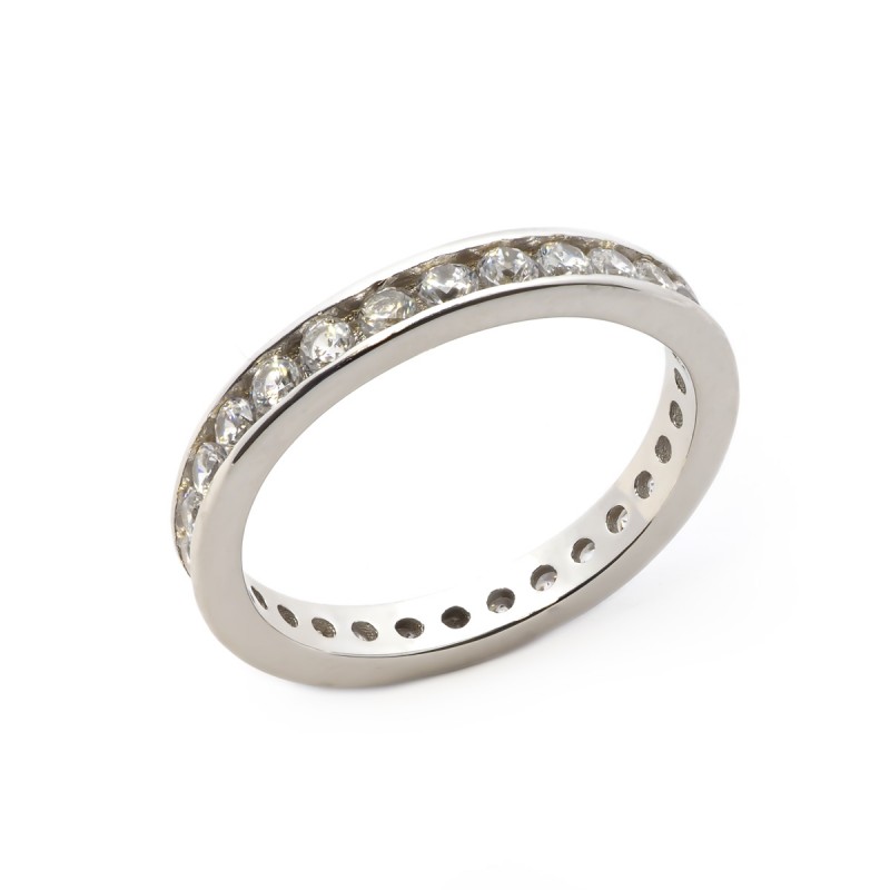 Bague Carador type alliance argent 925/000 et zircons