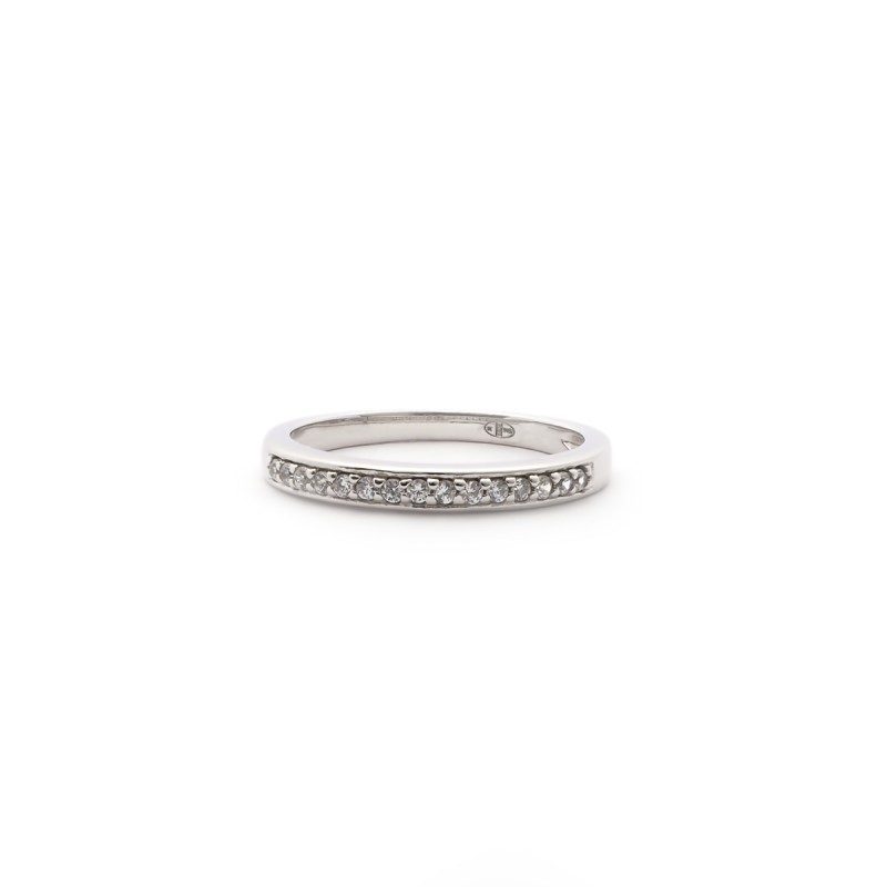 Bague Carador type alliance demi-tour argent 925/000 et zircons