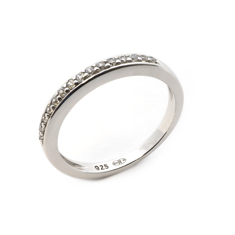 Bague Carador type alliance demi-tour argent 925/000 et zircons