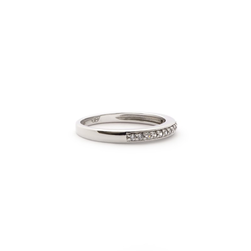 Bague Carador type alliance demi-tour argent 925/000 et zircons