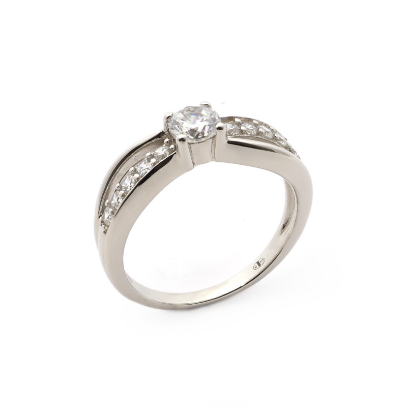 Bague carador femme solitaire oxyde de zirconium accompagné