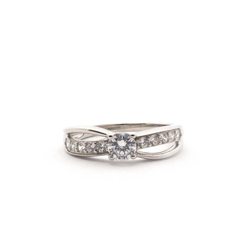 Bague carador femme solitaire oxyde de zirconium accompagné