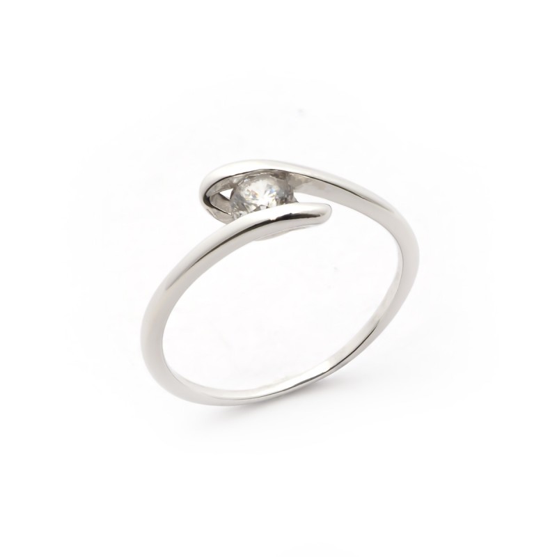 Bague Carador solitaire d'oxyde de zirconium en argent 925/000