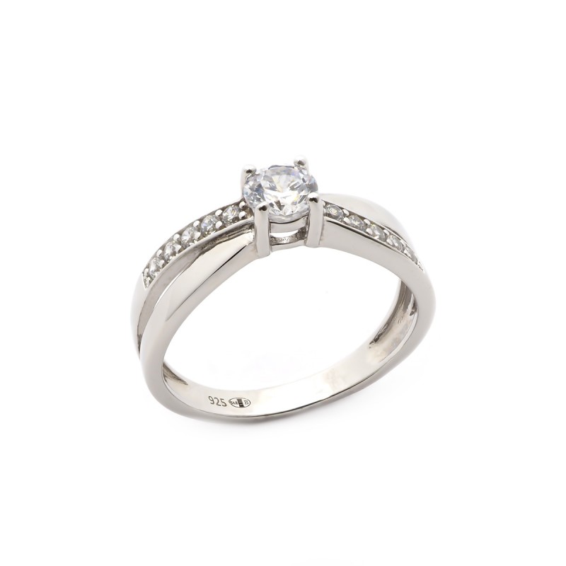 Bague carador femme solitaire oxyde de zirconium accompagné