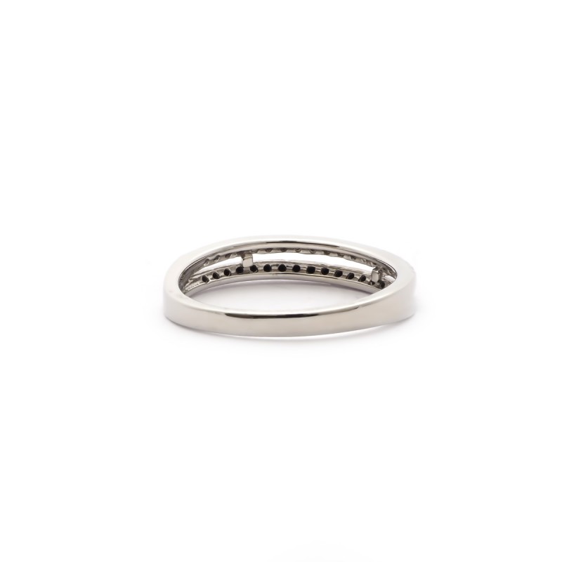 Bague Carador vague double rangs sertis d'oxydes de zirconium noirs et blancs argent 925/000