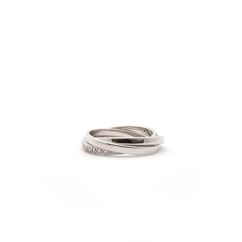 Bague triple anneaux  et oxyde zirconium en argent 925/000 de chez Carador