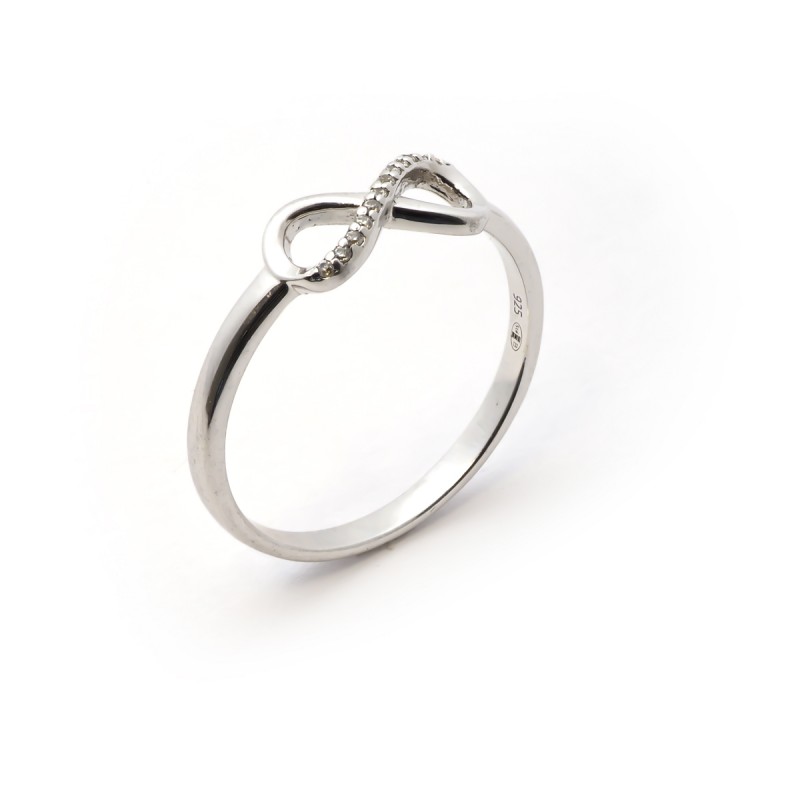 Bague symbole infini en argent et oxyde de zirconium
