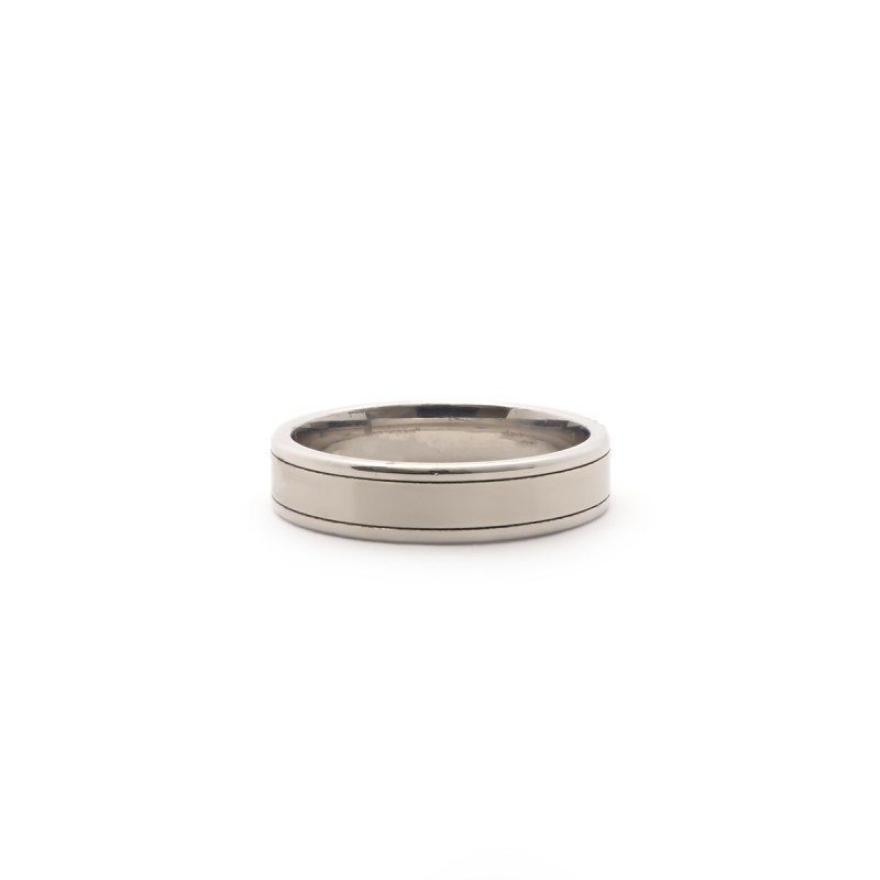 Bague homme anneau type alliance Carador en argent 925/000 rhodié 4.5mm