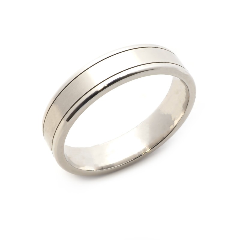 Bague homme anneau type alliance Carador en argent 925/000 rhodié 4.5mm