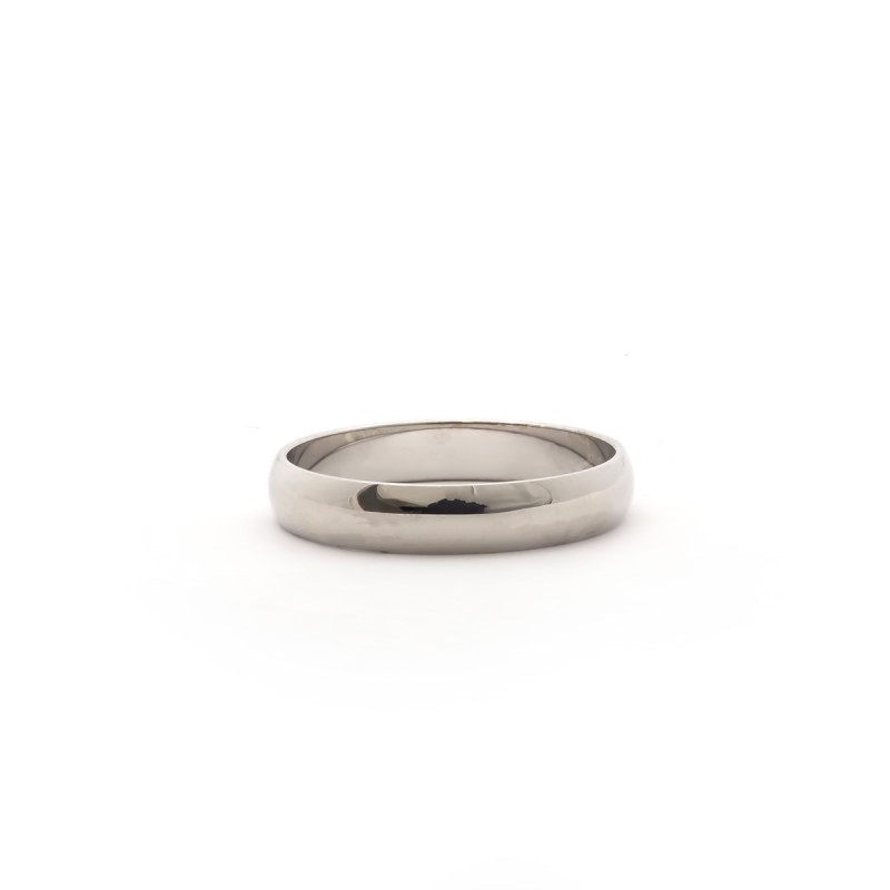 Bague homme anneau type alliance demi-jonc Carador en argent 925/000 rhodié 4mm