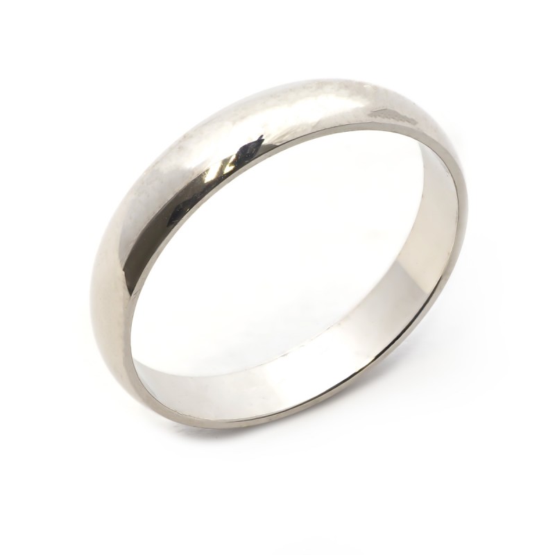 Bague homme anneau type alliance demi-jonc Carador en argent 925/000 rhodié 4mm