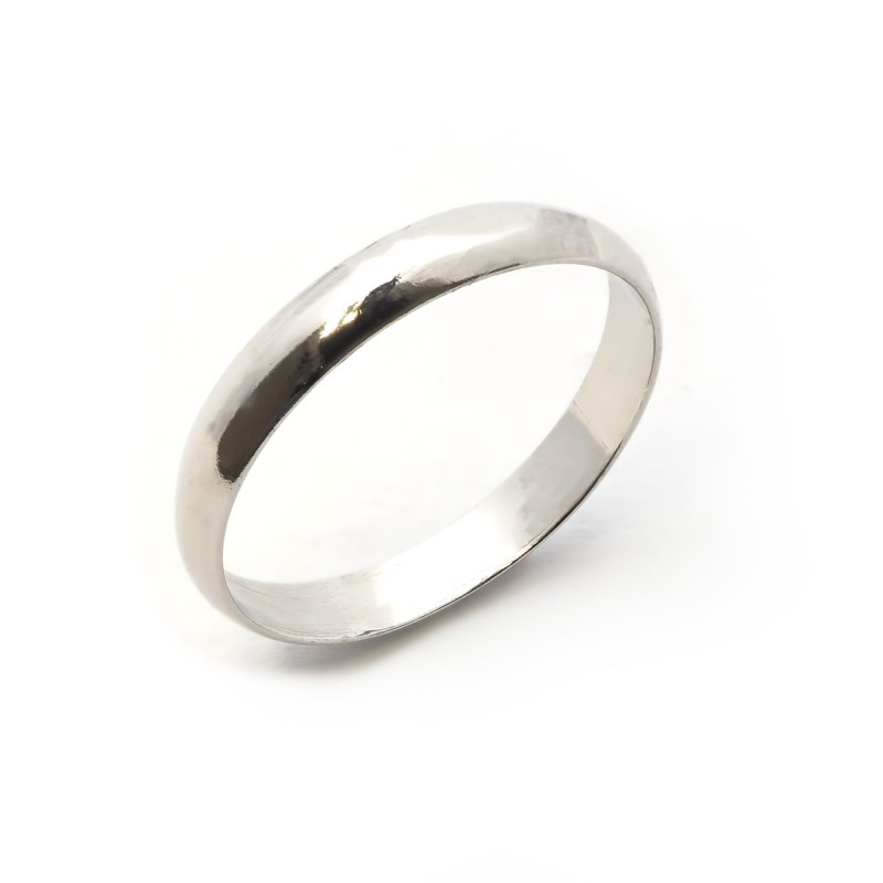 Bague femme anneau demi-jonc type alliance Carador en argent 925/000 rhodié 3mm