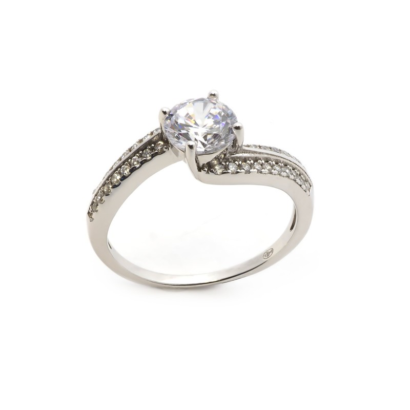 Bague Femme Carador solitaire accompagné argent 925/000 et oxydes de zirconium