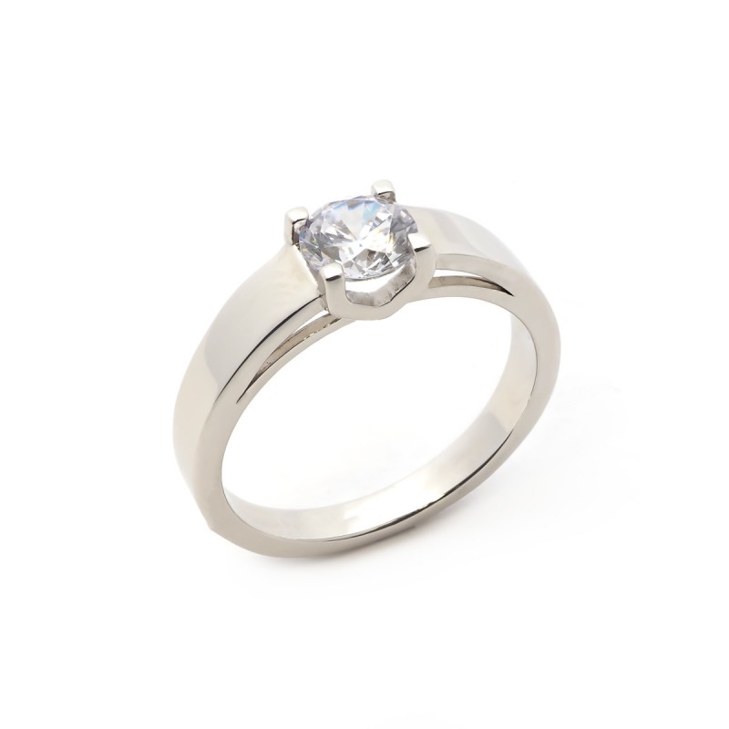 Bague solitaire femme carador en argent avec oxyde de zirconium