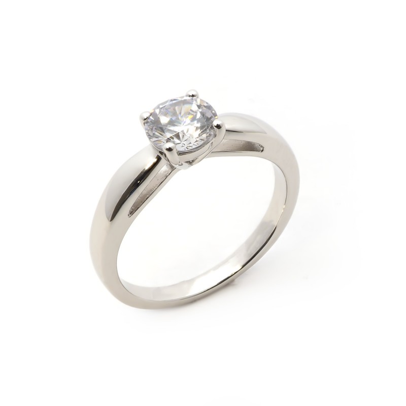 Bague solitaire femme Carador en argent avec oxyde de zirconium