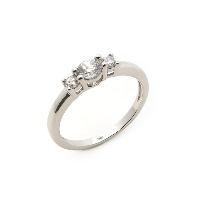 Bague solitaire accompagné femme Carador en argent avec oxydes de zirconium