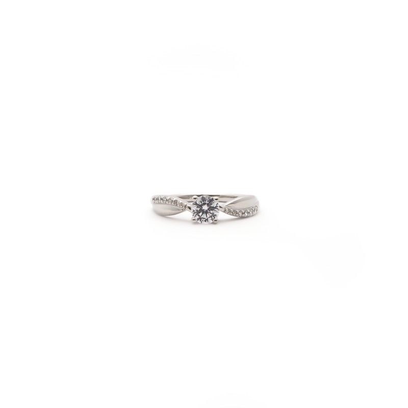 Bague solitaire accompagné femme Carador en argent avec oxydes de zirconium