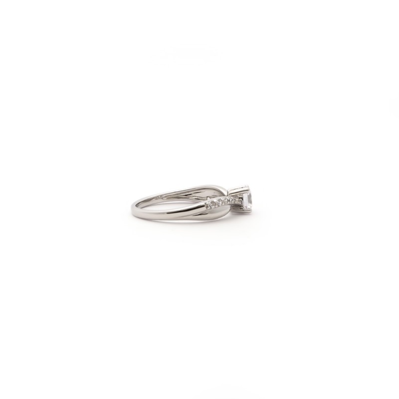 Bague solitaire accompagné femme Carador en argent avec oxydes de zirconium