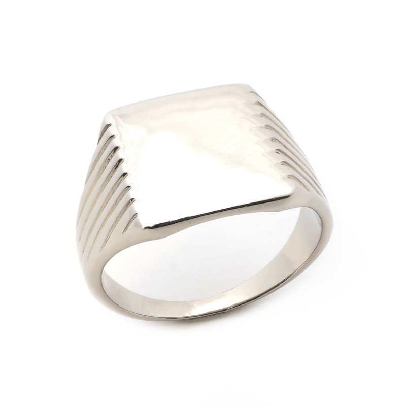 Chevalière Carador plateau rectangulaire, corps fantaisie en argent 925/000