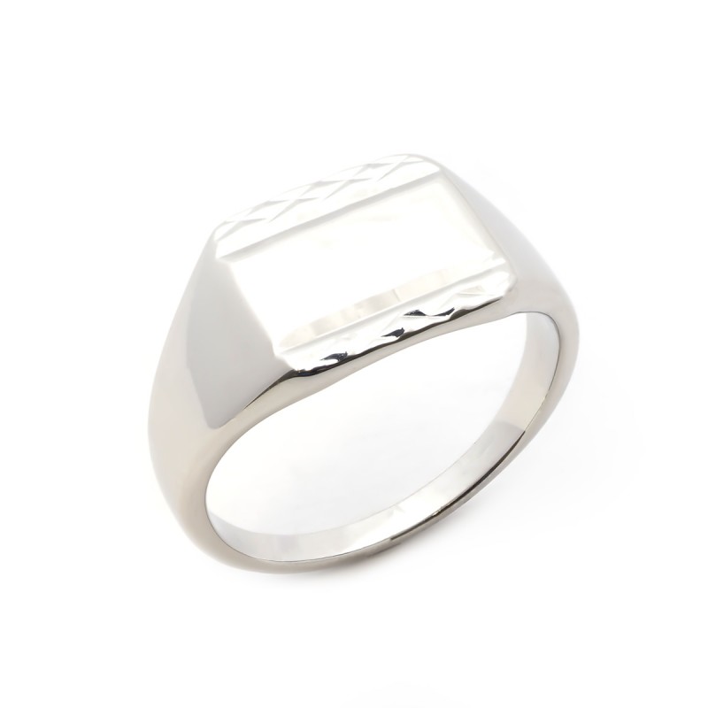 Chevalière Carador rectangulaire motifs fantaisies ciselés en argent 925/000