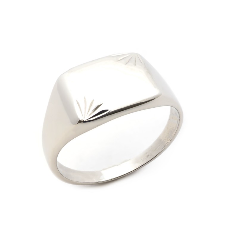 Chevalière Carador rectangulaire fleurs ciselées en argent 925/000