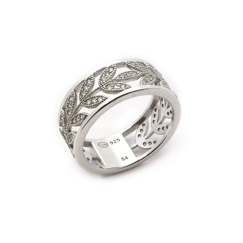 Bague Carador dentelle laurier argent 925/000 et oxydes de zirconium