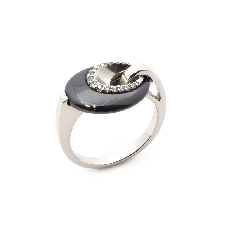 Ultimate Ceramic - Bague Argent 925/000, Céramique Noire et Oxyde de Zirconium
