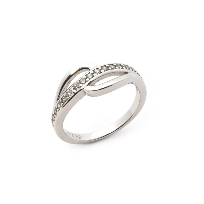 Bague femme Carador fantaisie argent 925/000 et oxydes de zirconium sertis rail