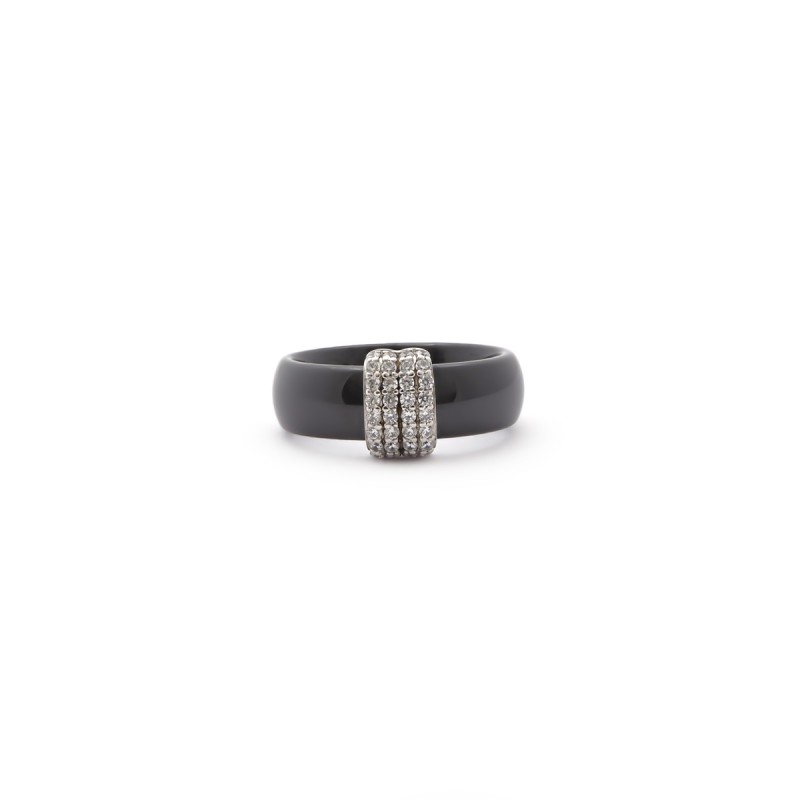 Bague Carador Céramique Noire et Oxyde de Zirconium