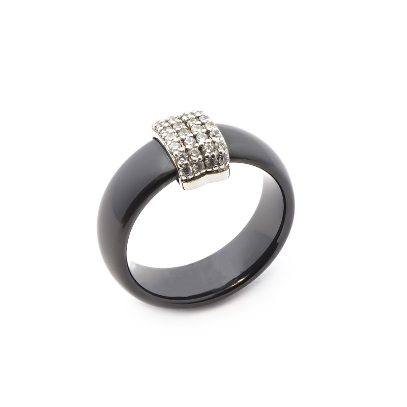 Bague Carador Céramique Noire et Oxyde de Zirconium
