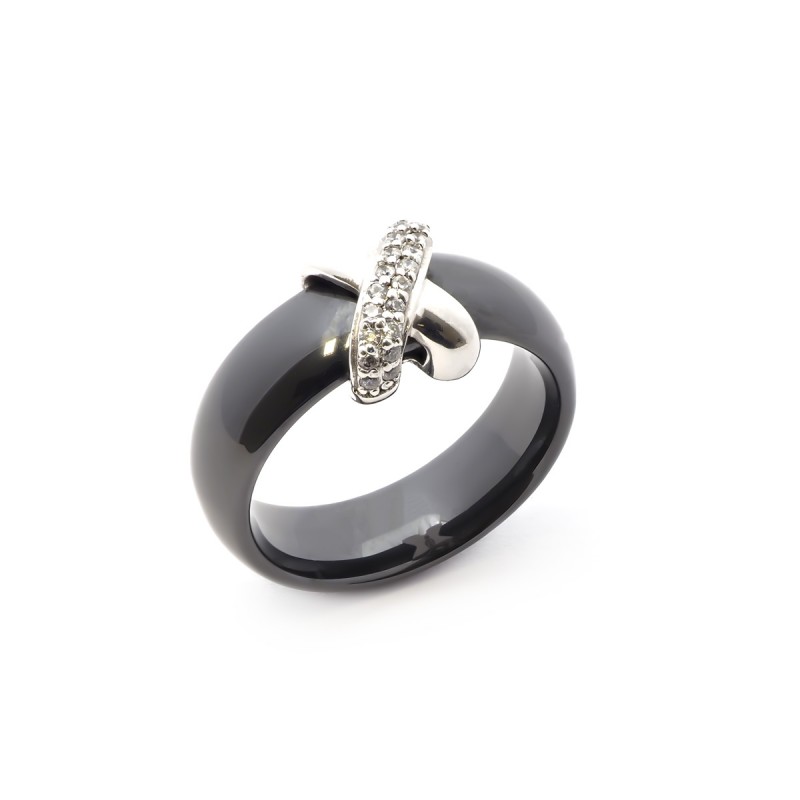 Bague Carador Céramique Noire et Oxyde de Zirconium