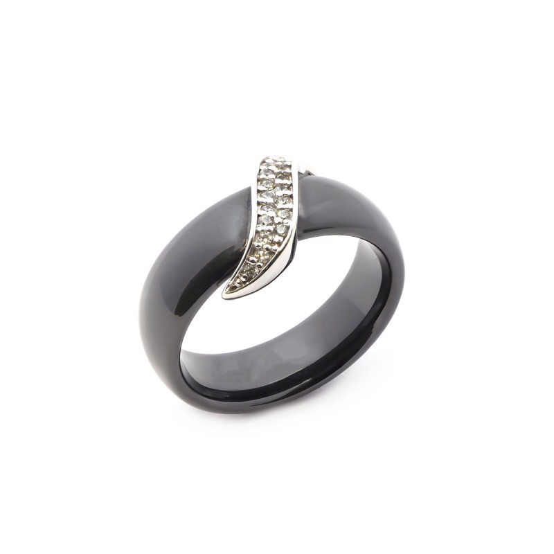 Bague Carador Céramique Noire et Oxyde de Zirconium
