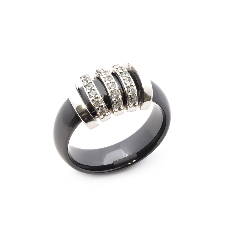 Bague Carador Céramique Noire et Oxyde de Zirconium
