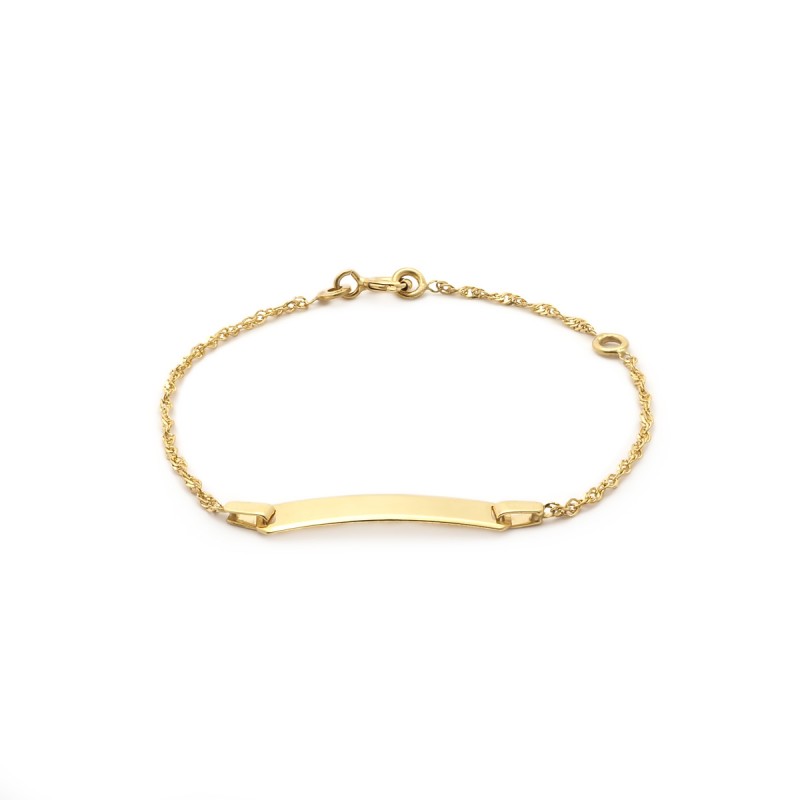 Carador - Gourmette bébé or jaune 375/000 maille singapour plaque rectangulaire