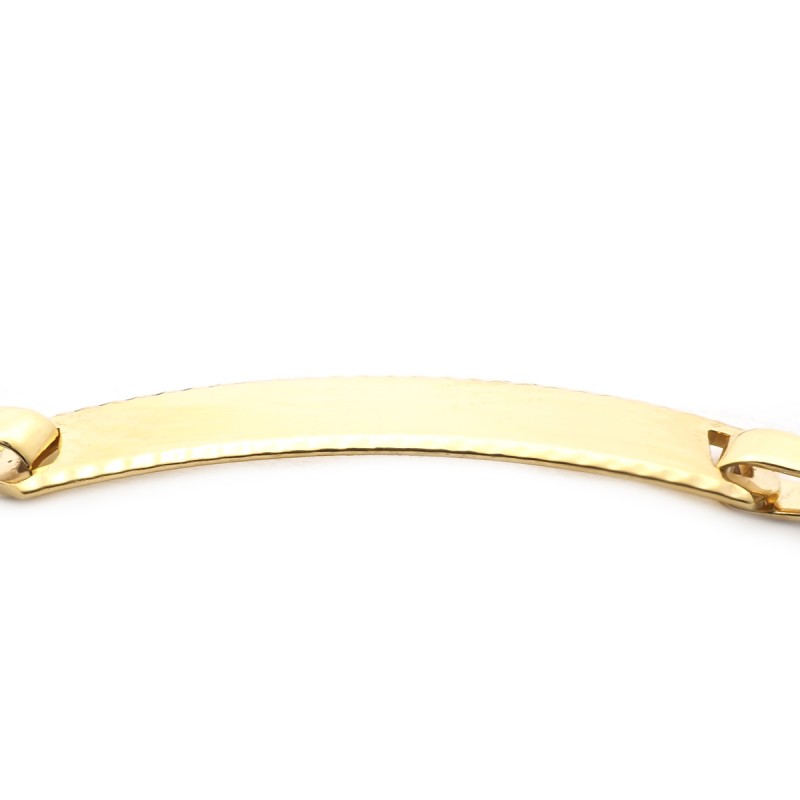 Identité bébé Carador plaque rectangulaire, maille figaro en or jaune 375/000