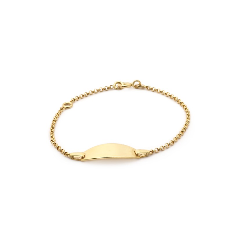Carador - Gourmette bébé or jaune 375/000 maille forçat plaque ovale