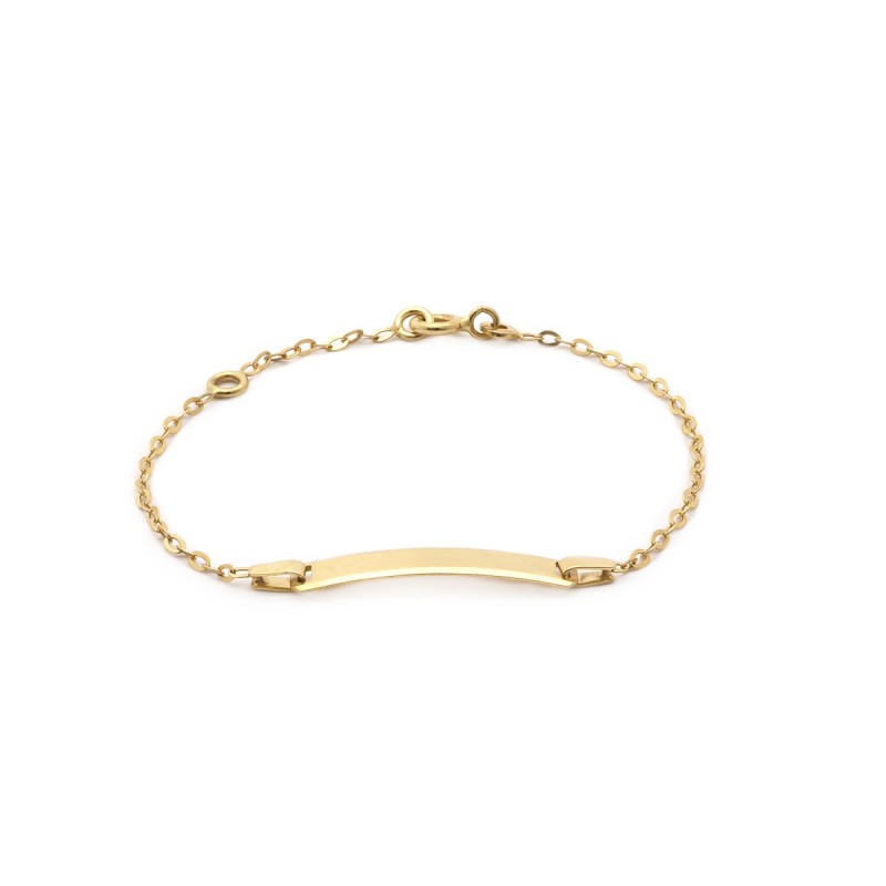 Carador - Gourmette bébé or jaune 375/000 maille miroir plaque rectangulaire