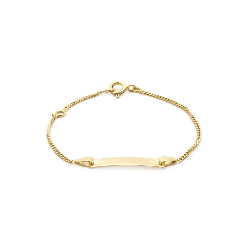 Carador - Gourmette bébé or jaune 375/000 maille gourmette plaque rectangulaire