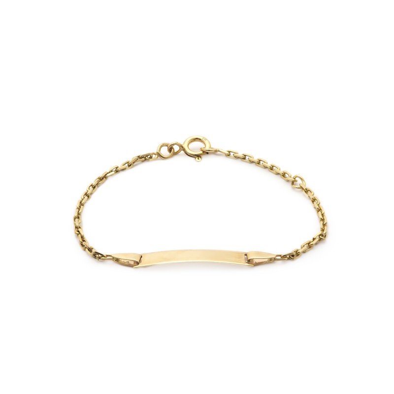 Gourmette identité bébé CARADOR en or 375/000 maille forçat