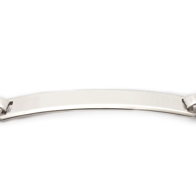 Gourmette bébé Carador plaque rectangulaire or blanc 375/000