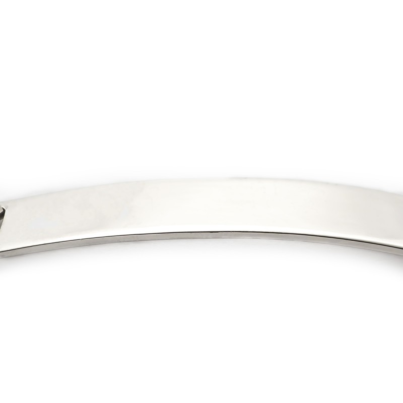 Gourmette identité Carador en or blanc 750/000, plaque rectangulaire maille jaseron