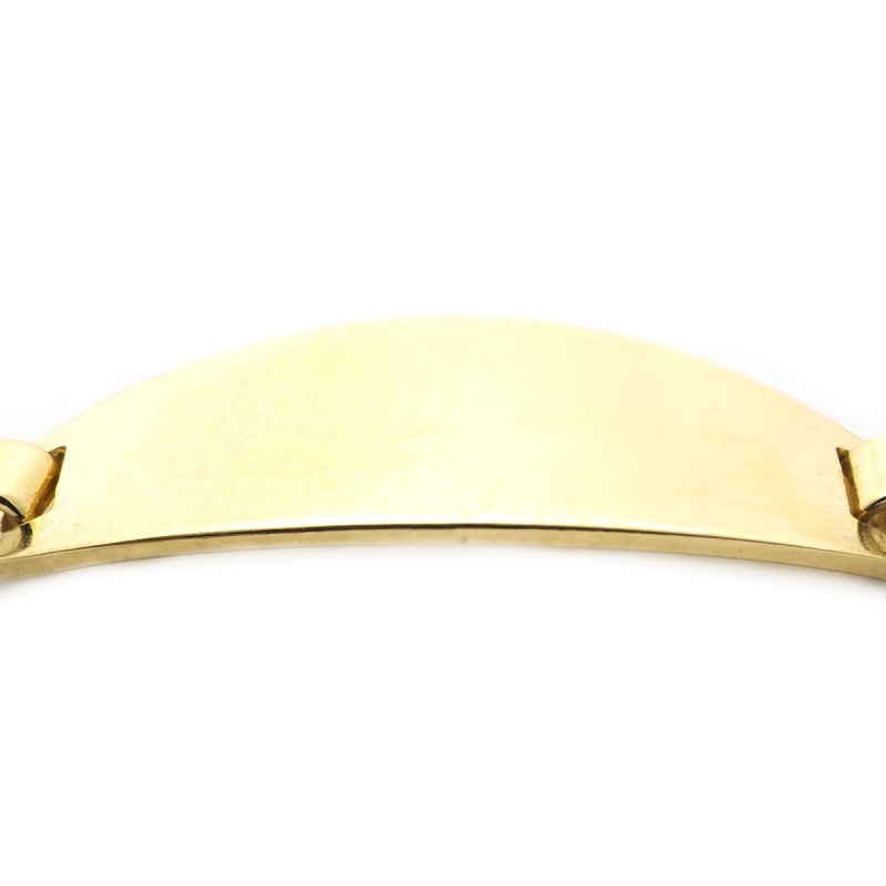 Gourmette identité Carador en or jaune 750/000, plaque ovale maille jaseron