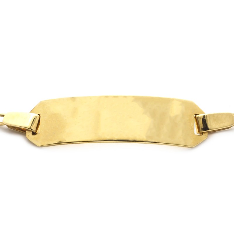 Gourmette identité Carador en or jaune 750/000, plaque rectangulaire maille jaseron