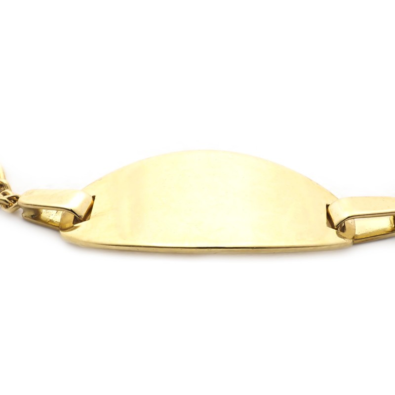 Gourmette identité Carador en or jaune 750/000, plaque ovale maille alternée 1.3