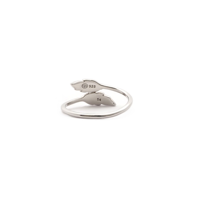 Bague ouverte Carador motif plume en argent 925/000